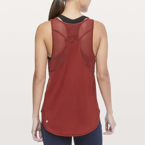 Lululemon Sculpt Tank II Dark Sport Red Mesh Sleeveless Size 8 - Picture 1 of 9